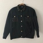 90s Vintage Shacket Black Gold Stud Oversized Size M Photo 2