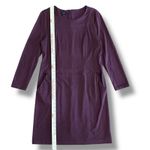Talbots  Plum Sheath Dress Size 14‎ Long Sleeve Stretch Knit Classic Workwear Photo 3