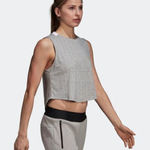 Adidas  Sport ID‎ Tank Top Grey/White CZ5668 Womens Size L Athletic Crop Photo 0