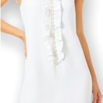 Lilly Pulitzer Adalee Shift Dress Pearl Ruffle Collar Mock Neck White Size 12 M Photo 0