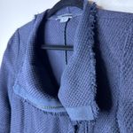 Vince Frayed Edge Moto Jacket Women's Medium Navy Full Zip Cotton Textured Photo 5