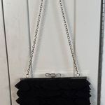 Expressions NYC  ELEGANT BLACK CLUTCH with  SILVER CHAIN & BOW RHINESTONE CLASP Photo 1