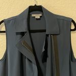 Vince Laser Cut Trench Vest Zip Front, Navy, Size XS Photo 8