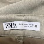 ZARA Cream Beige Faux Suede Split Hem High Waist Flared Bootcut Trousers Pants 0 Photo 3