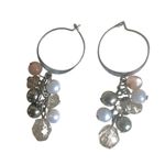 Silver tone dangling bead hoop earrings Photo 5
