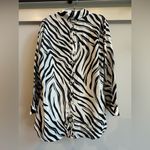 Ali Miles size Small zebra print button up in front lace up back long sl… Black Photo 1
