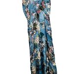LOUNA Blue Floral Printed Tie Front Waist Mid Slit Maxi Tropical Dress Size S Photo 4