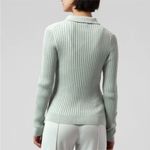Athleta  L Aqua Blue Ribbed Long Sleeve Sweater Photo 2