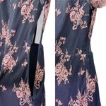 Lovers + Friends  Shoreline Maxi Dress Navy Pink Lace Size Small Sheer Floral Photo 7