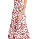 Betsey Johnson Strawberry Print Voile Ruffled-Neck Maxi Dress size XS Cap Sleeve Photo 0