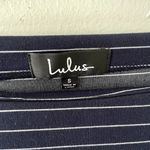 Lulus navy blue white striped bodycon dress short sleeves comfortable boat neck Photo 2