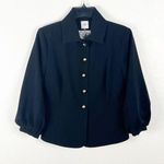 CAbi Abbott Cropped Black Balloon Sleeve Lined Button Jacket Blazer 3027 Size 4 Photo 0