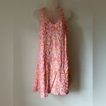 Loft  Sleeveless Printed Swing Dress Size S NWT Pink Orange Yellow Crossback Photo 5