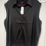 Banana Republic  Black‎ Silk Sleeveless Collar Button Blouse Photo 0