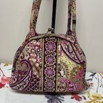 Vera Bradley Eloise Very Berry Paisley Floral Quilted Kiss Lock Shoulder toteBag Photo 0