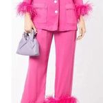 Sleeper Party Cropped Feather Trim Pajama Shirt Photo 0
