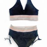 Blooming Jelly NWT Bikini Set Size XL Black High Waist Swimsuit Retro Stretch Photo 1