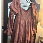 NEW Off The Shoulder V Neck Long Sleeve Ruffle Flowy Mini Dress L Purple Size L Photo 4