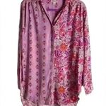 Knox Rose Size Xs Floral Button Down Shirt Blouse Linen Blend 70s Vibe Photo 1