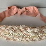 Vintage Statement Braided Waist Belt Womens Ivory Pink Tie Fabric 80s 90s Boho Photo 0