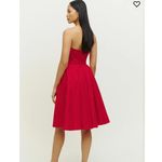 Reformation Buttercup Dress Size 10 Red Fit and Flare Strapless Midi Formal Photo 2