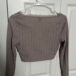 SheIn Purple/grey Long Sleeve Crop Top Photo 1