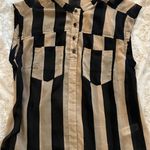 I Love H81 Tan And black Striped Sleeveless Top Photo 0