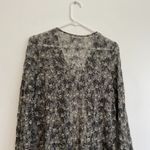 LOGO By Lori Goldstein  Printed Sheer Lace Cardigan with Tie Gray ish Floral Boho Photo 14