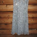 Mac Duggal  93932 Blue Flutter Sleeve Sequin High Neck Gown Dress Photo 8