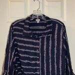 Dress Barn Navy Metallic Accent Striped Button Up Blouse 2X Photo 3