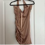 Oh Polly  Elegant Halter Neck Dress in Shimmering Tan Photo 5