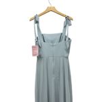 Dessy Collection Square Neck Luxe Chiffon Bow Shoulder Dress in Mist size 8R NWT Blue Photo 10