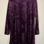 Tiana Crushed Velvet Swing Mini Dress Eggplant Purple Dark Goth Long Sleeve Mock Size 12 Photo 0