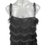 ZARA Black Sleeveless Tie Strap Fringe Tiered Cami Tank Mini Shift Dress Size L Photo 2
