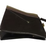 1950s Vintage Handbag Brown Leather Rectangle Handbag Purse Photo 6