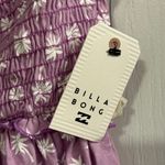 Billabong Purple Smocked Puff Sleeve Tunic Dress Palm Leaf Print Size S Photo 2