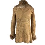 Genuine Shearling Sheepskin Patchwork Penny Lane Coat Sz 38 Brown Size M Photo 4