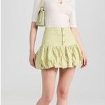 NWT CAROLINE CONSTAS Green White Gingham Checkered Reina Bubble Mini Skirt S Photo 0