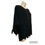 Hannah Sz S Soft Black Tie Sleeve Deep V Tie Back Top Photo 1