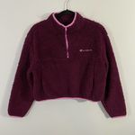 Champion Women's Purple Quarter Zip Fuzzy Cropped Sweater Size M Photo 0