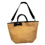 Bath & Body Works Straw Tote Bag Black Handles Bow Removable Strap Summer Travel Photo 0