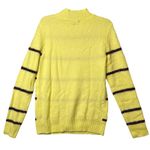 Tribekka 44 Sweater Womens Medium Citron Yellow Mock Neck Striped Rainbow Tinsel Photo 2