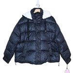 Avec Les Filles Womens L Water Resistant Puffer Jacket in Black White Dot NEW Photo 1