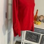 ZARA  Red Long Ruffle Sleeve T-Shirt Sz small Photo 7