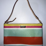 Kate Spade New York Women's Striped Multicolor Wristlet Trim Leather Logo Purse Photo 0