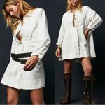 Free People  Cherry Mini Dress in Optic White Medium Western Bohemian Photo 2