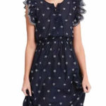 Gap Navy Blue Ruffle Trim Eyelet Midi Dress Photo 0