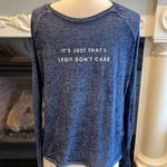 True Craft I Legit Don’t Care Graphic Tee Comfy Lightweight Stretchy Womens Large Blue Top Photo 2
