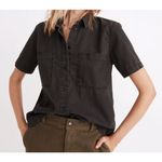 Madewell Shirt Womens Medium Denim Short Sleeve Button Up Shirt in Lunar Wash Photo 2