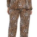 Natori Animal Print Silk Pajamas Set S Brown Photo 0